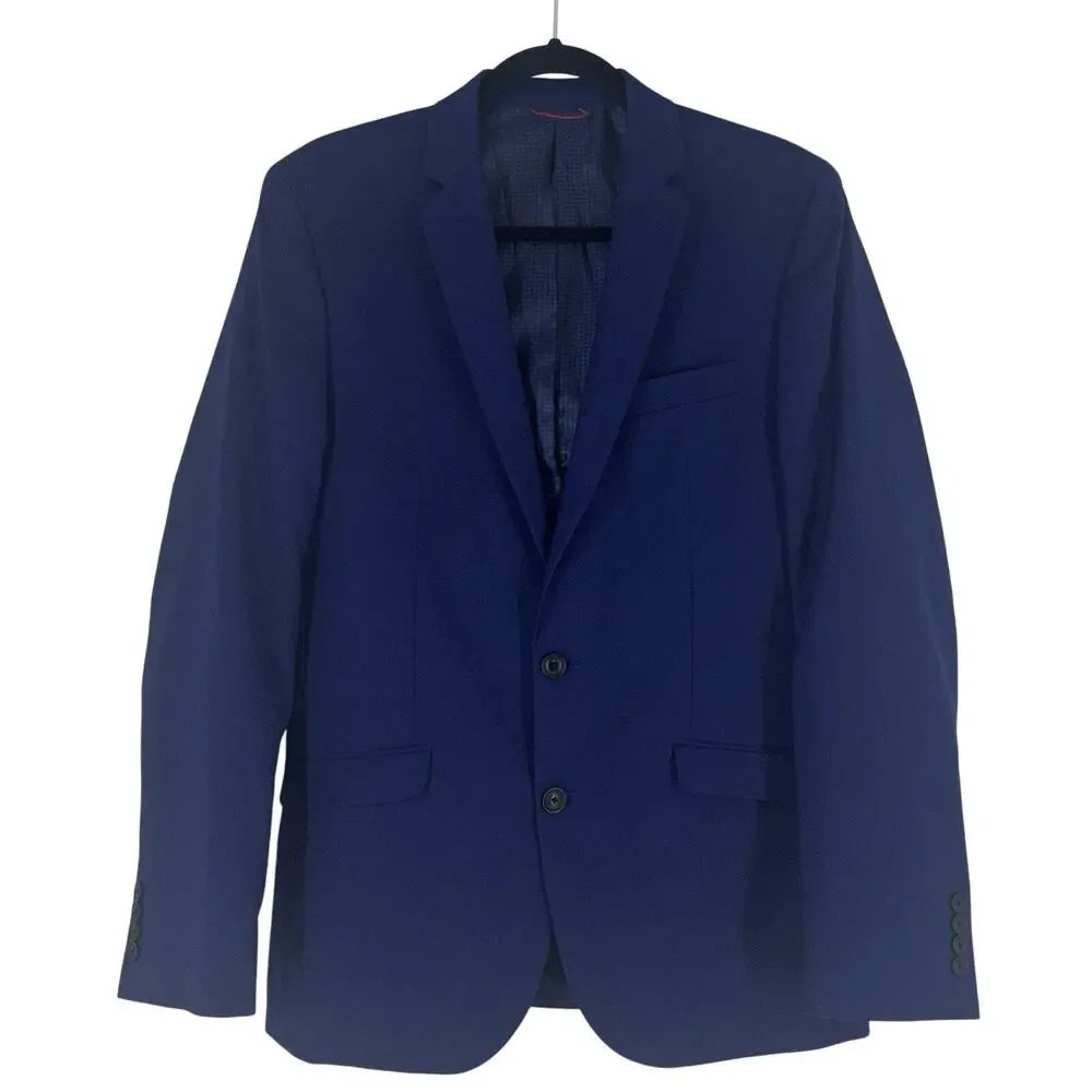 Billy‎ London Blazer Sport Coat Blue Size 38L 2-Button Single Vent Chest Pocket